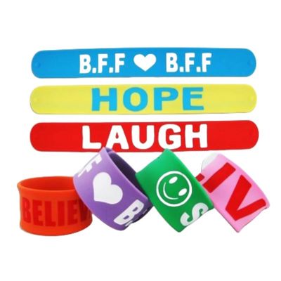 Waterproof Custom Printed Variety Sizes Silicone Slap Band With PMS Colour Matched